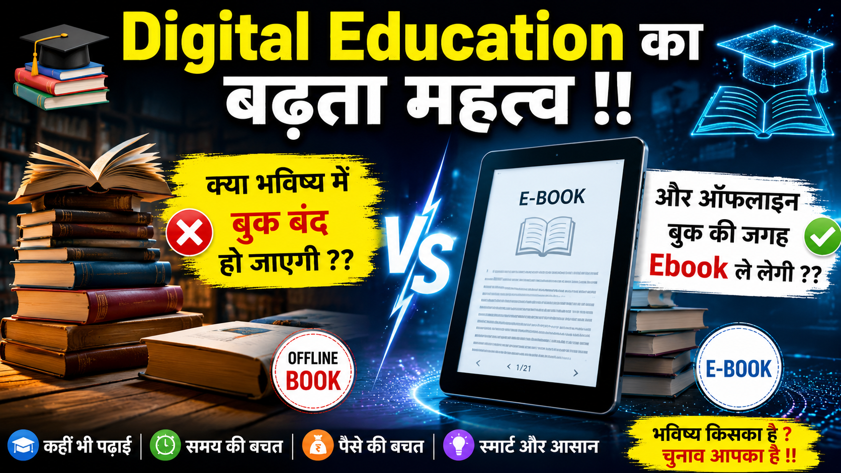Digital Education का बढ़ता महत्व !! क्या भविष्य में बुक बंद हो जाएगी ?? और ऑफलाइन बुक की जगह Ebook ले लेगी
